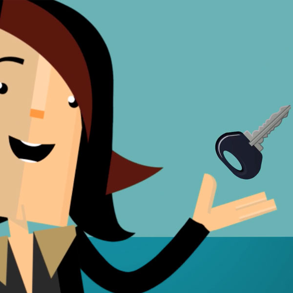 days contract hire animation woman with car key image