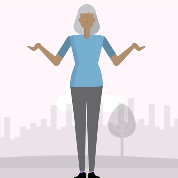 cardiff and vale health board falls prevention fuel tank animation woman shrugging image