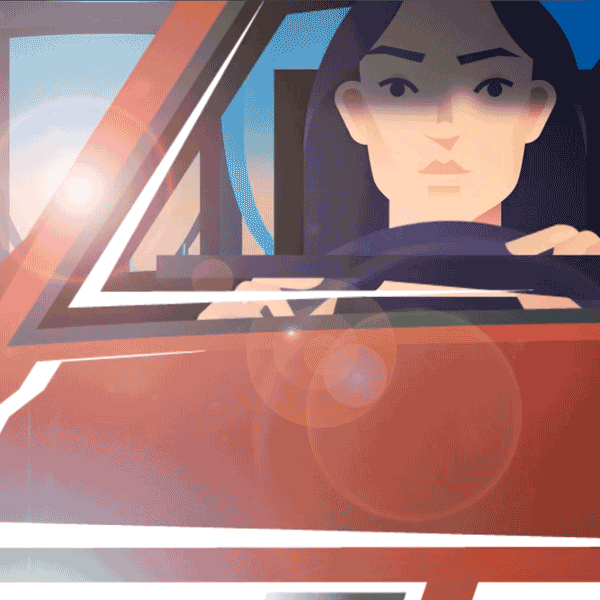 swansea university under graduate animated commerical woman in car image