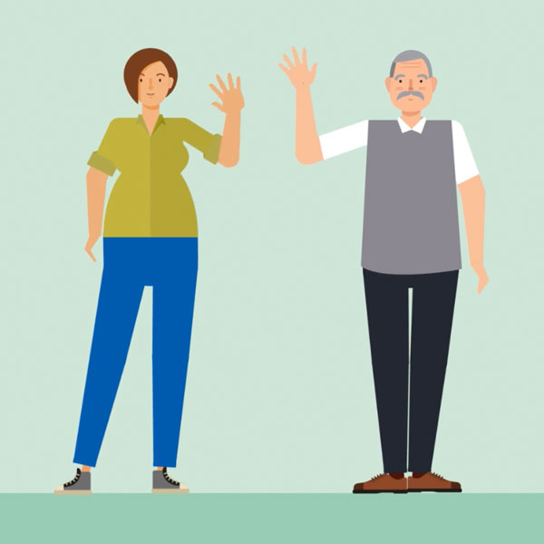 velindre university NHS trust memory mates explainer animation two people waving illustration
