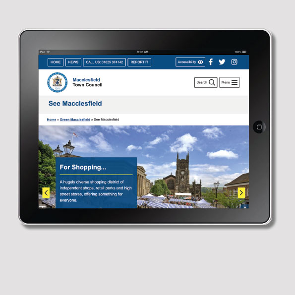 Macclesfield Town Council Website Development For Tablet